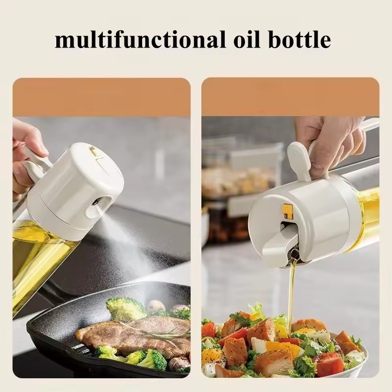 Wholesale Oil Sprayer for Cooking 2 in 1 Glass 550ml 18oz Large Capacity Oil Dispenser Bottle Kitchen
