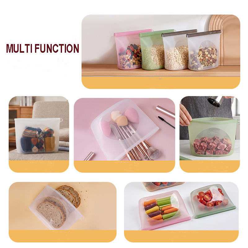 Food Grade Silicone Stand up Ziplock Fresh Fridge Storage Bag