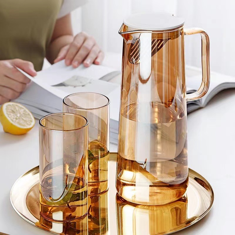 Stylish Borosilicate Glass Lemon Pitcher Refreshing Drinks Kettle