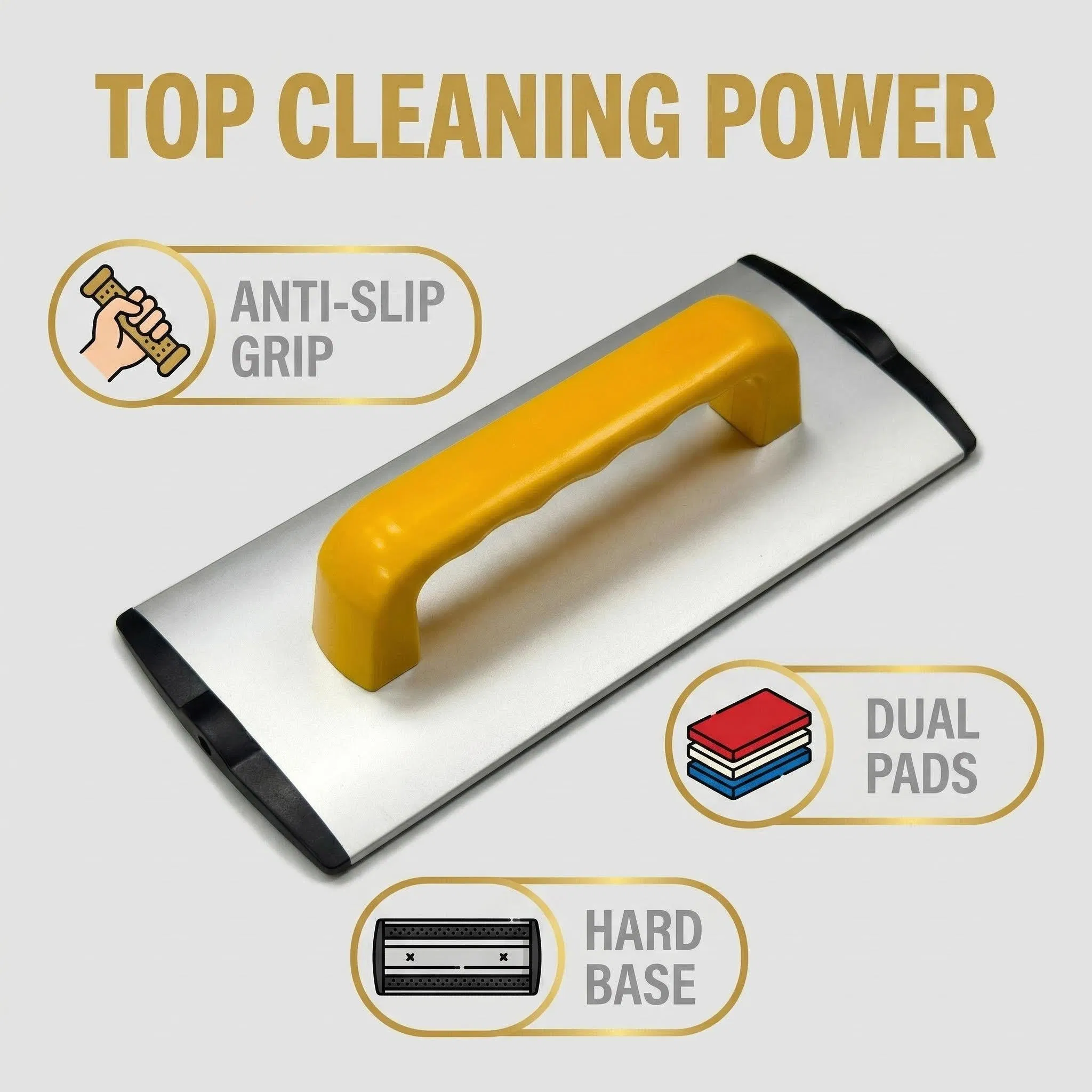 Multi-Purpose Hand Hold Scrub Pad Holder with Replaceable Aluminum Base