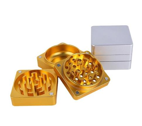 Magnetic Aluminum Alloy Spice Square Grinder Three Layers Herb Grinder Spice Crusher Logo