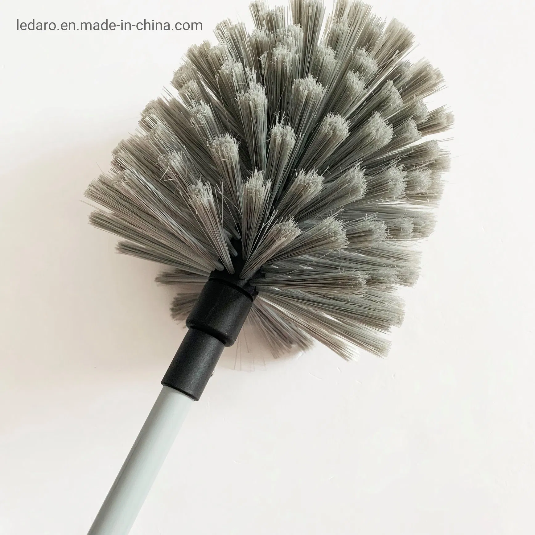 Durable Flexible Heavy Duty Cobweb Broom with Long Metal Telescoping Pole and Hard Pet Bristles for Ceiling Cleaning