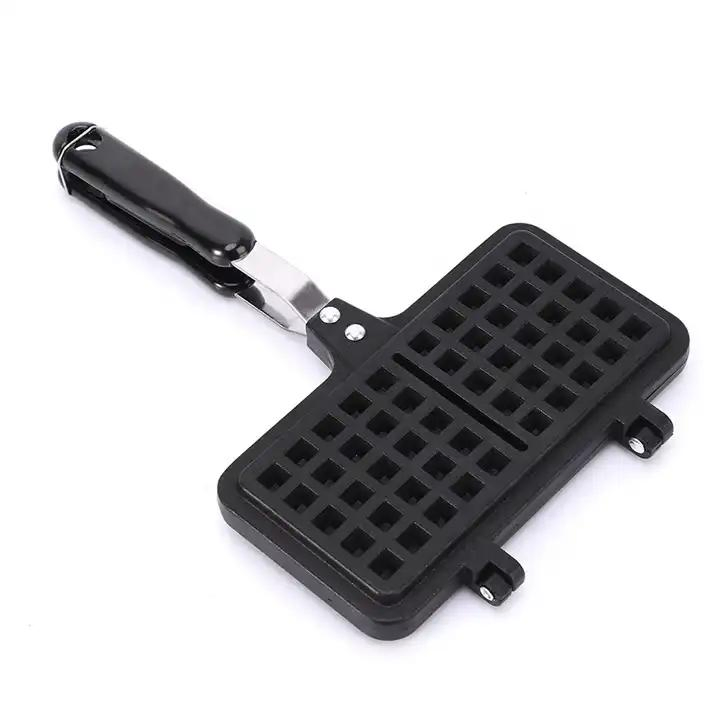 Household Portable Waffles Maker Non-Stick Rugged Black Double-Head Waffle Maker Mould and Fry Pan