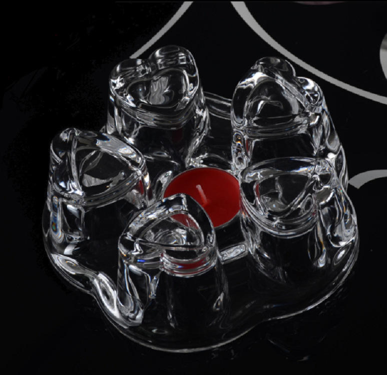 Heat Resistant Heart Shaped Glass Candle Holder for Tea Pot Warmer