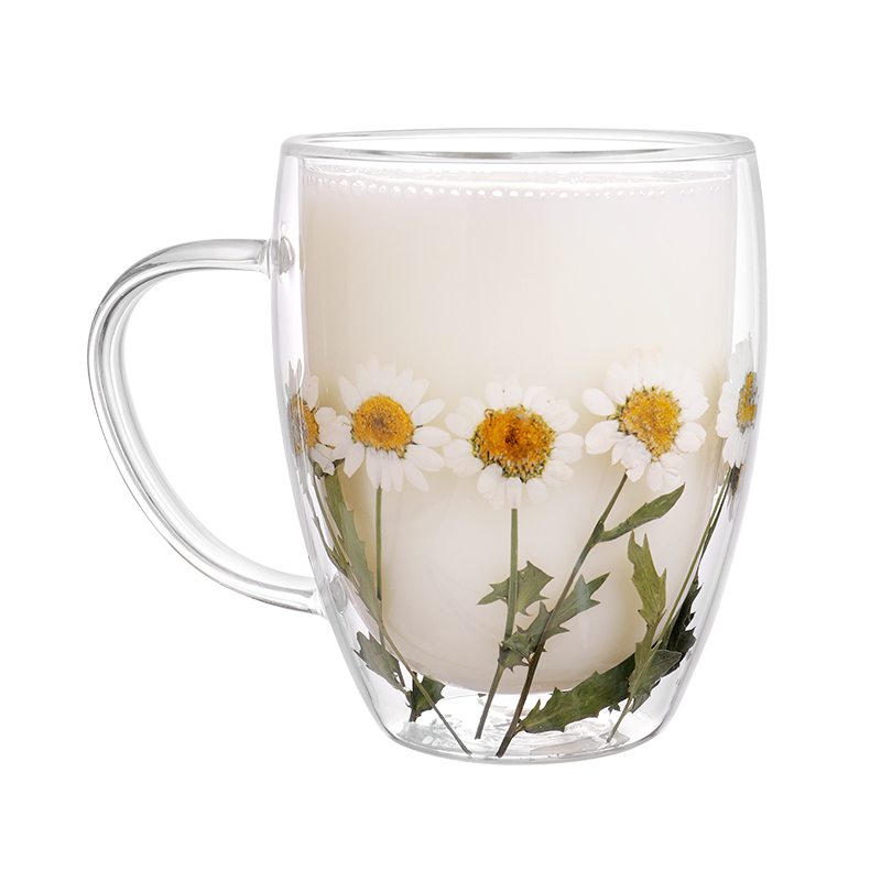 9 Kinds of Amazing Looking Appearance Dry Flower Double Glass Water Coffee Milk Cup