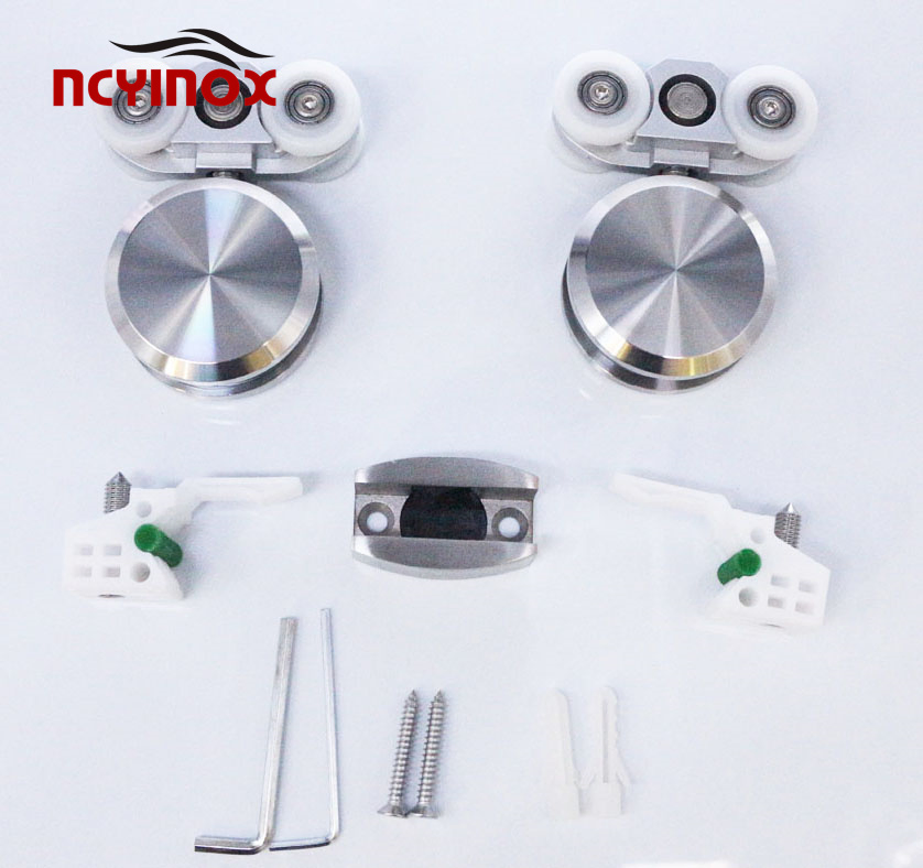 Stainless Steel Sliding Square Glass Fitting Door Roll Hanging Wheel