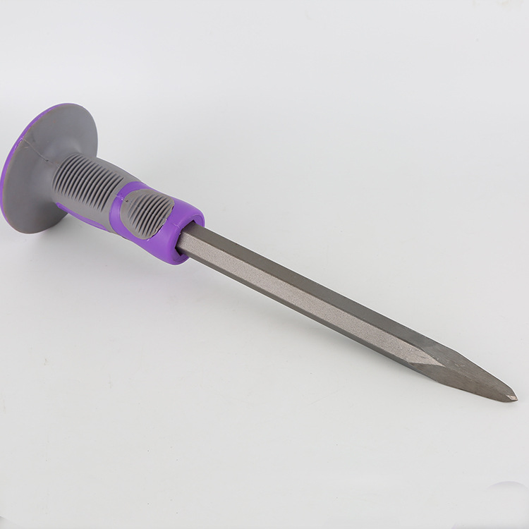 Construction Tools Purple Round Handle Plastic Handle Electroplated Masonry Chisel