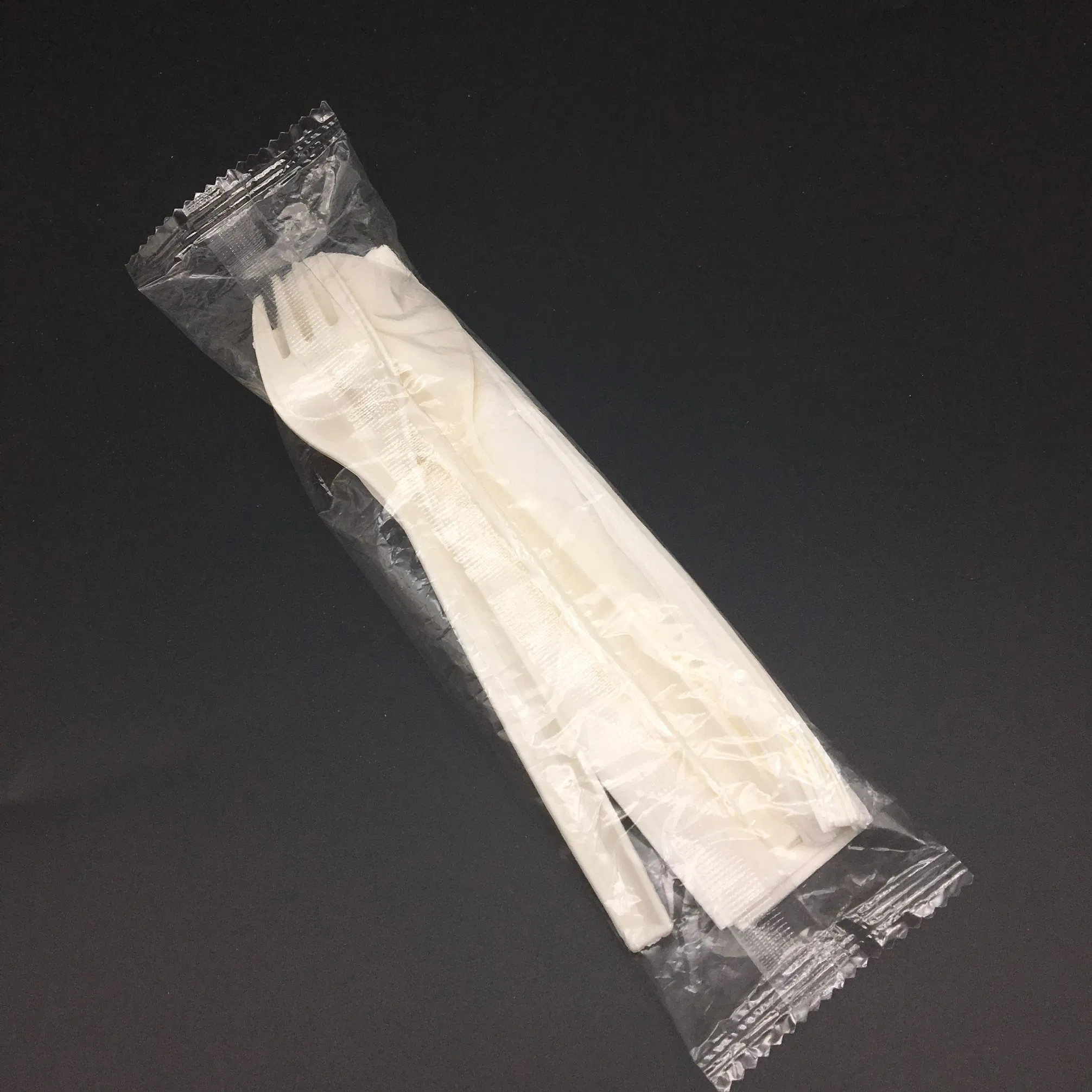 Disposable Food Grade Cornstarch Cutlery Set Packing with Napkin