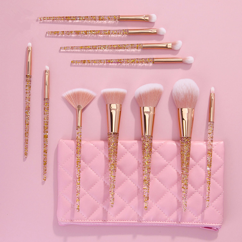 Private Label Bling Make up Brushes High Quality Synthetic Shiny Crystal Glitter Diamond Custom Logo Makeup Brush Set