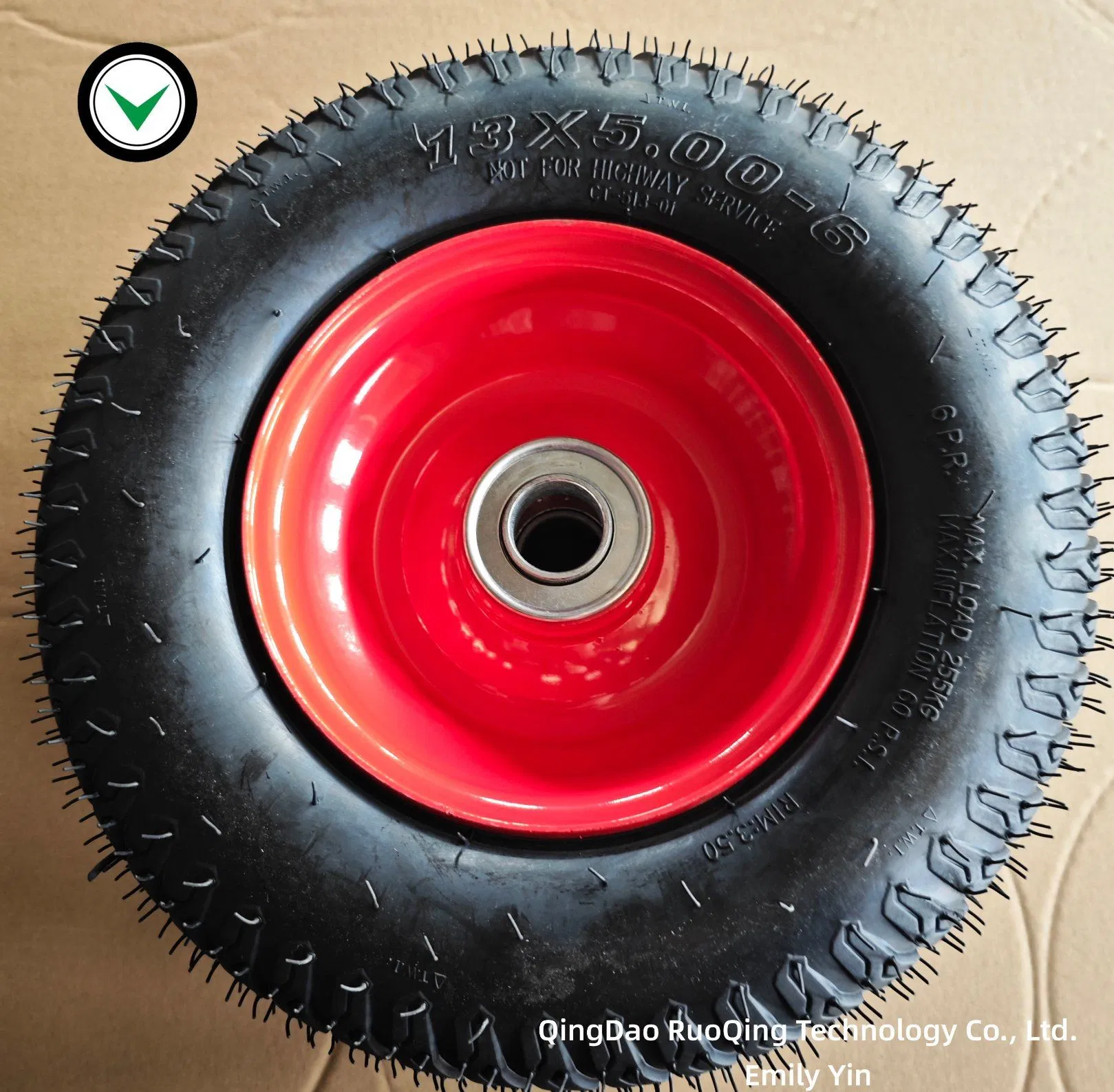 13X5.00-6 Бескамерный стальной обод 6X3.5" со ступицей и подшипником 1" Deep Groove для Австралии