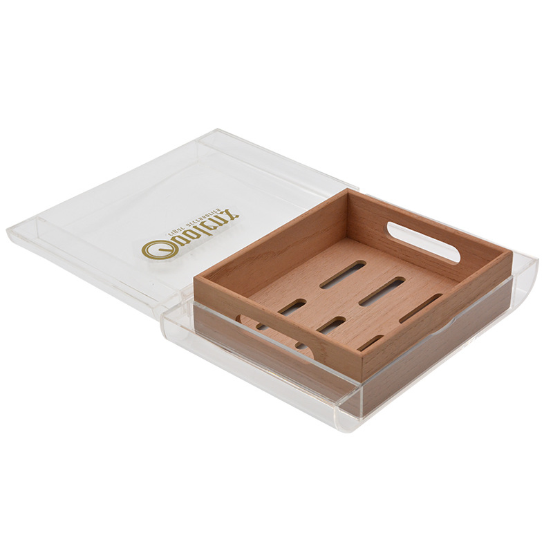High-Quality Cedar Solid Wood Cigar Humidor Drawer with Transparent Acrylic Storage Case