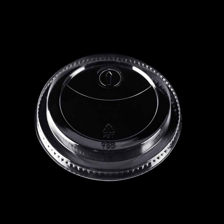 Disposable Transparent Food Grade Plastic Pet Cup Cover 98mm Leakproof Flat High Dome SIP Lid