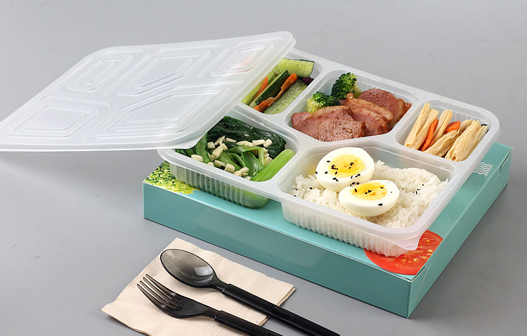 5 Compartment Clear Compartment Food Plastic Box
