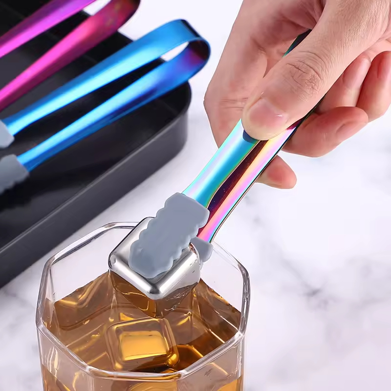 Kitchen Gadgets Bar Tools Stainless Steel Lemon Slice Sugar Bread Tong Ice Clip Ice Cube Food Tongs Silicone Tongs Kitchen
