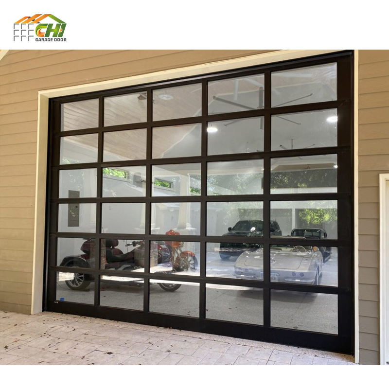 Chi Top Fashion Grey Aluminum Frame Glass Garage Door