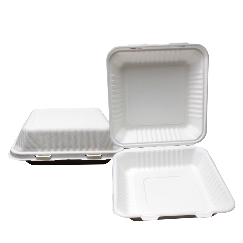 Sugarcane Biobased Biodegradable Burger Lunch Box Take-out Food Container