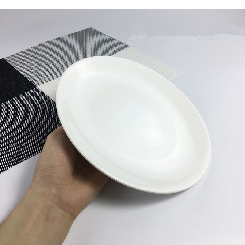 Hyc-Plp02 Western-Style Pure White Ceramic Steak Shallow Dish Round Flat Plate for Wedding and Restaurant