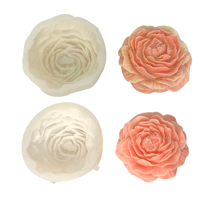 DIY Large Peony Flowers Scented Silicone Candle Mold for Decoration