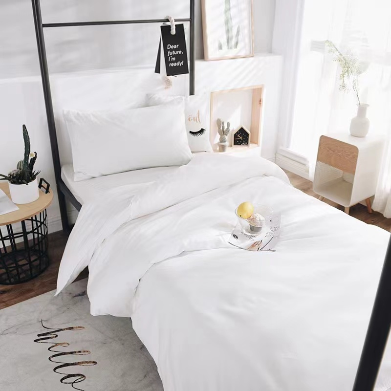 Soft Fitted Bedsheet Set White Queen Size Breathable Mattress Pad Cover Bed Cover