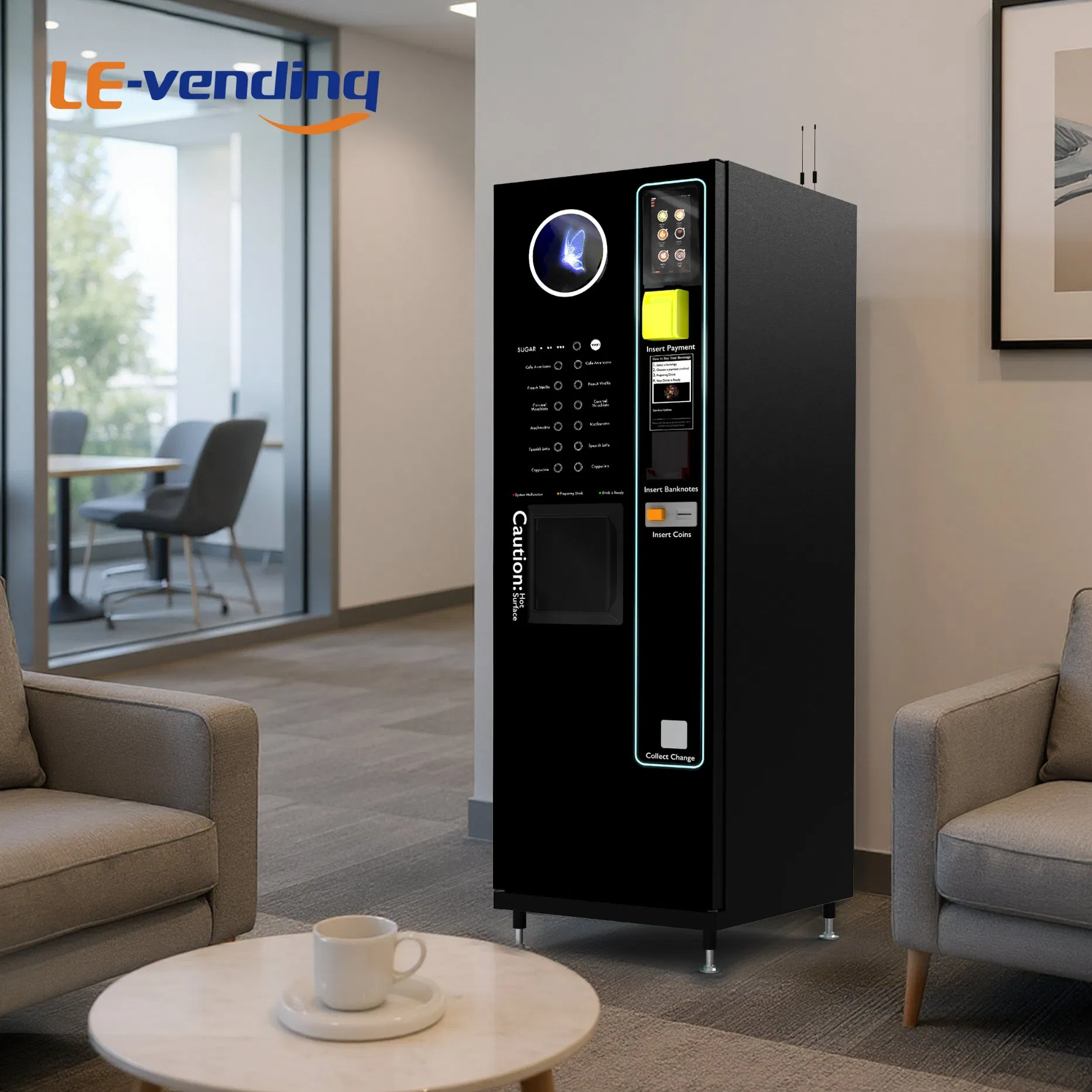 Key Button Coffee Vending Machine Model Le302c - Coin Operated
