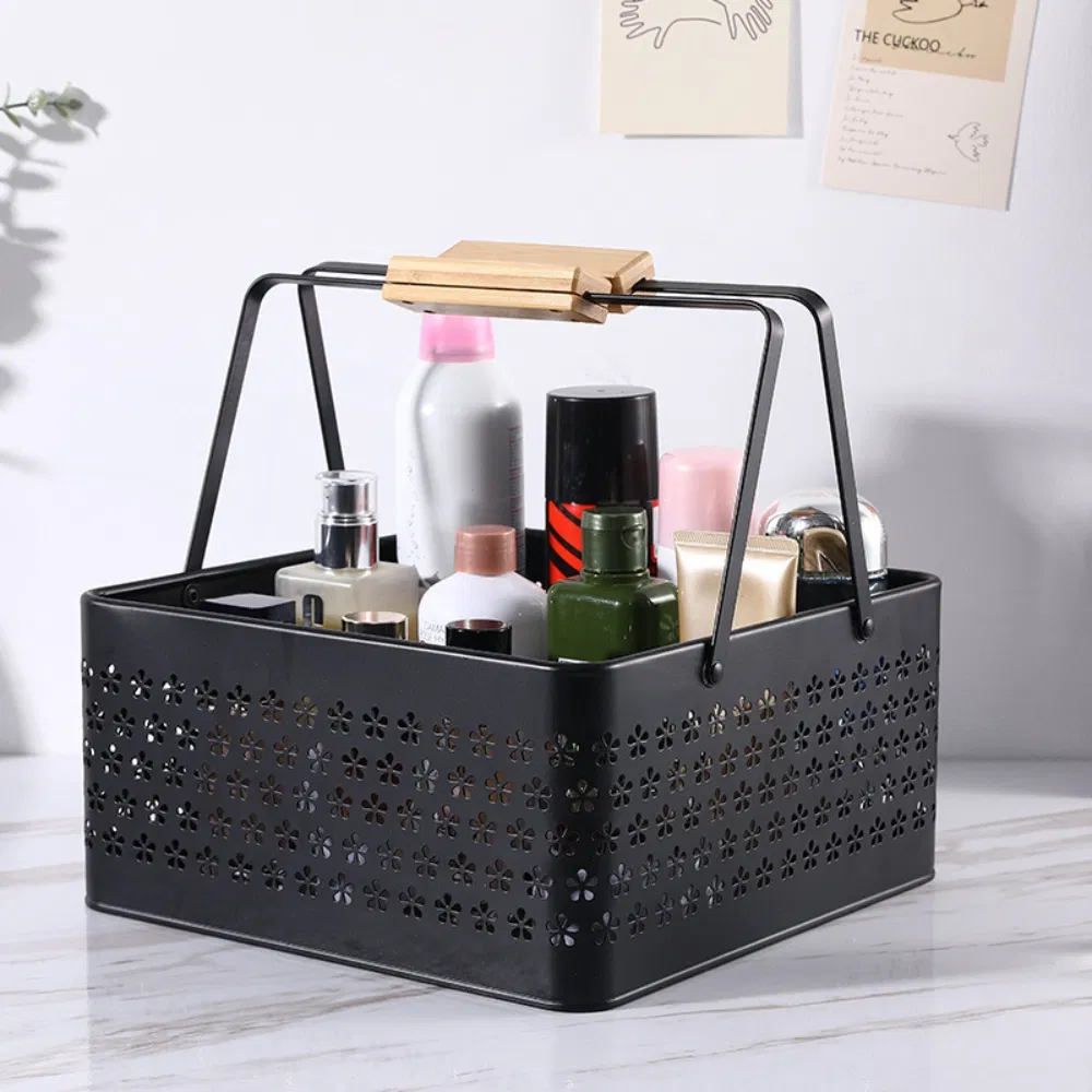 Durable BPA-Free Plastic SPA Storage Caddy with Flip-up Chrome Handle Stackable Container Cosmetics Body Wash Bathroom Storage Rack Bl23222