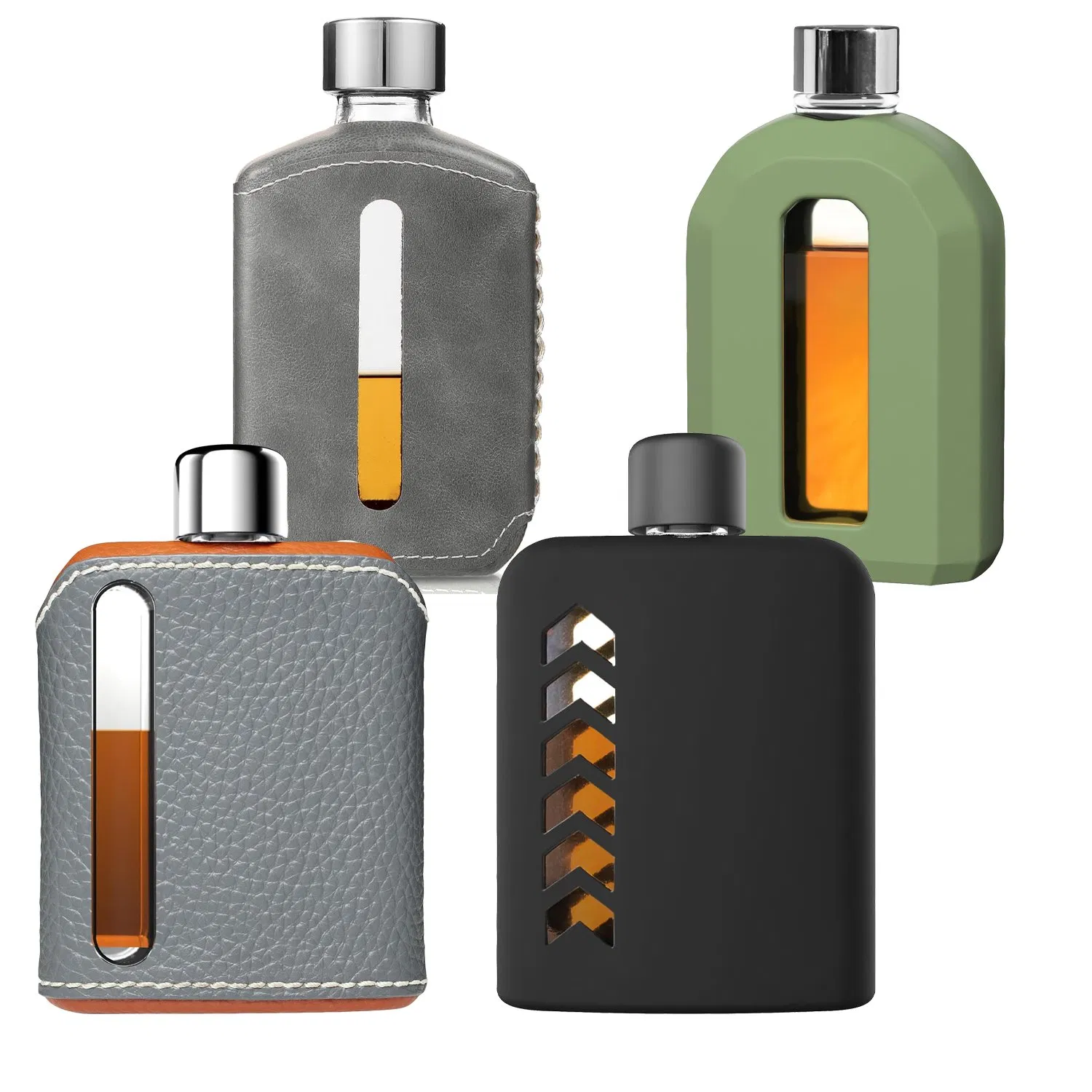 Enhanced Visibility Protective Silicone Sleeve Whiskey Liquor Pocket Flask Glass Hip Flask for Cambodia Tennent's Lager Riegele