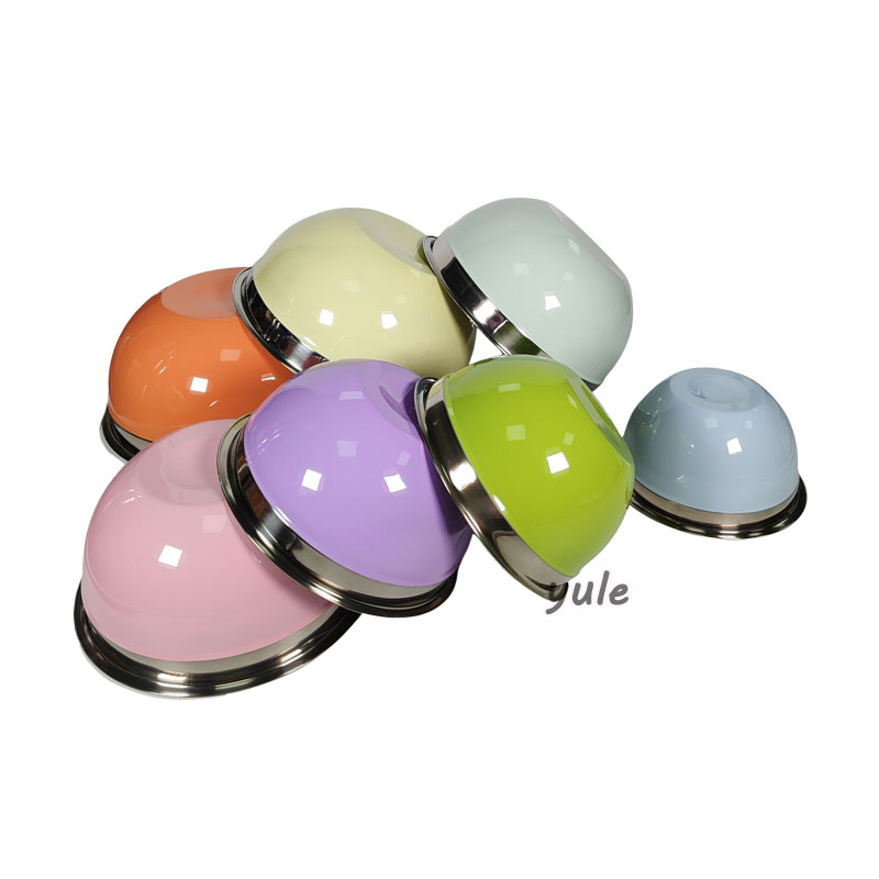 Food Vegetable Soup Bowl Food Container Stainless Steel Salad Bowls with Colorful Painting Mixing Bowls with PE Lid