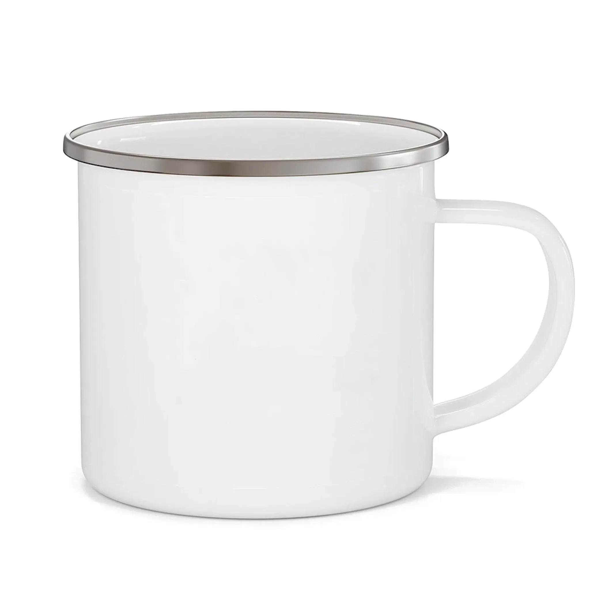 Custom Logo Printing Roll Rim 250ml/400ml/1L Enamel Coffee Mug Drink Cup Camping Cup