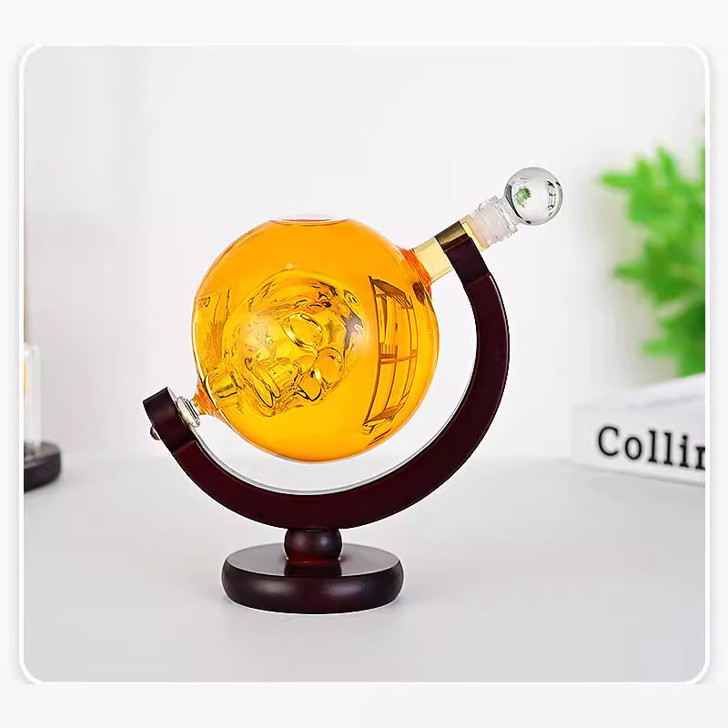 off-The-Shelf Supply Globe Glass Skull Mug Vodka Craft Bottle Wine Dispenser