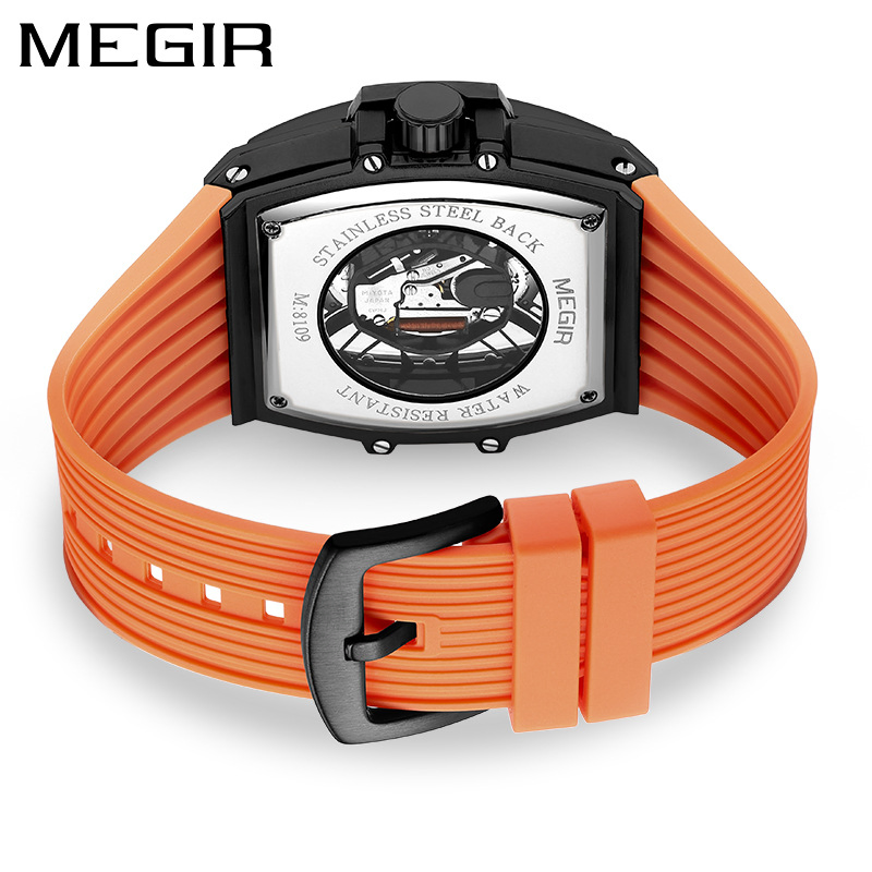 Megir 8109 Silicone Band Fashionable Square Luminous Sports Watch Men's Quartz Watch
