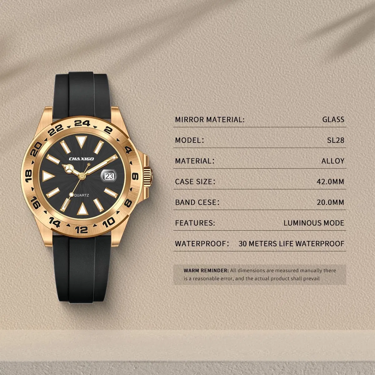 Fashion Waterproof Men's Watch Silicone Strap Sports Watch Luminous Casual Quartz Wristwatch