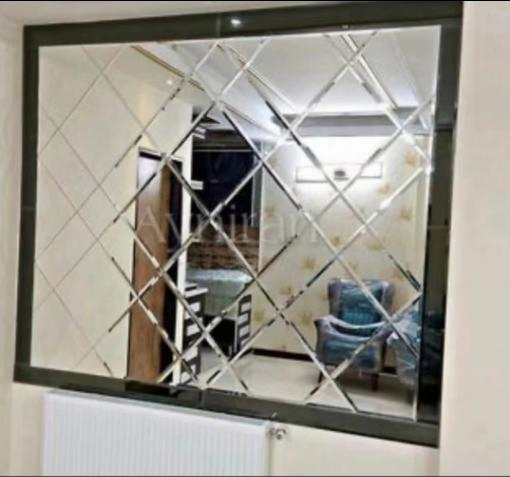 Background Decoration Glass Beveled Mirror Mosaic Tiles Mirror Wall
