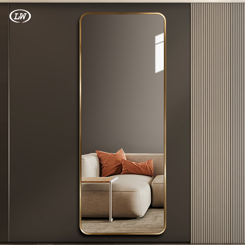Home Decoration Custom Wall-Mounted Rectangular Single-Sided Cosmetic Glass with Aluminum Alloy Frame Bedroom Full Length Dressing Mirror