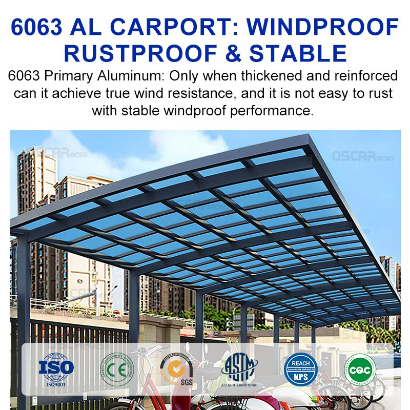 Waterproof Aluminium Car Port Garages for Customization and Resistance Carport