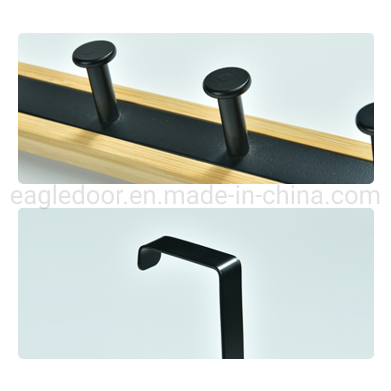 Toilet Products Bamboo Wood & Stainless Steel Over The Door Towel Rack, 6 Hooks