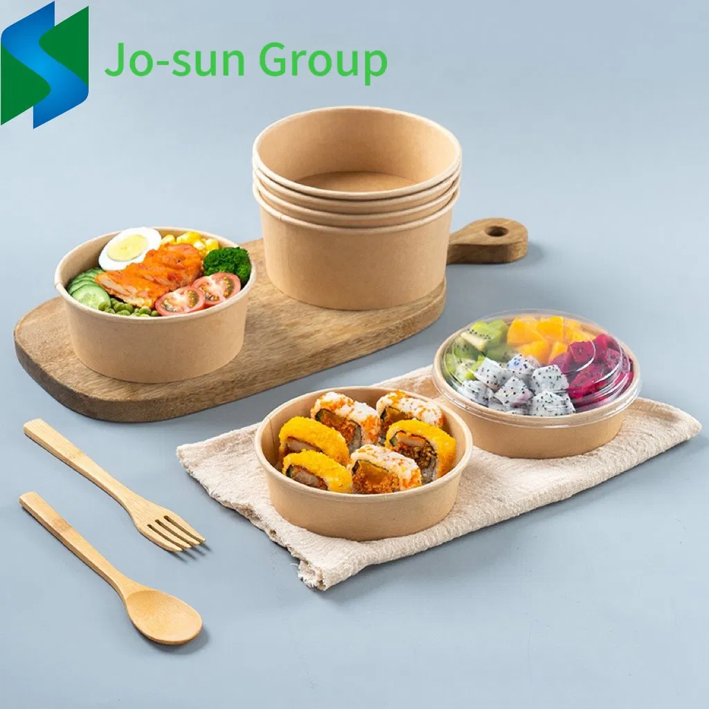 Disposable Kraft Paper Eco Disposable Brown Kraft Salad Cup Paper Bowl 500ml 700ml 1000ml 1200ml 1500ml