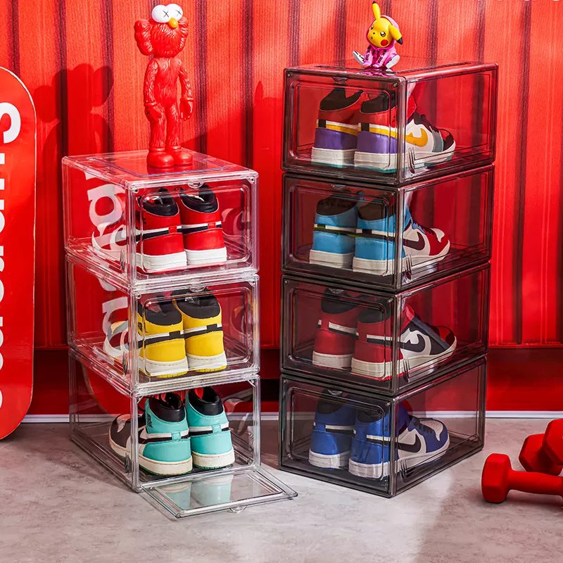 Clear Stackable Acrylic Magnetic Sneakers Rock Sports Shoes Display Containers Shoe Storage Box
