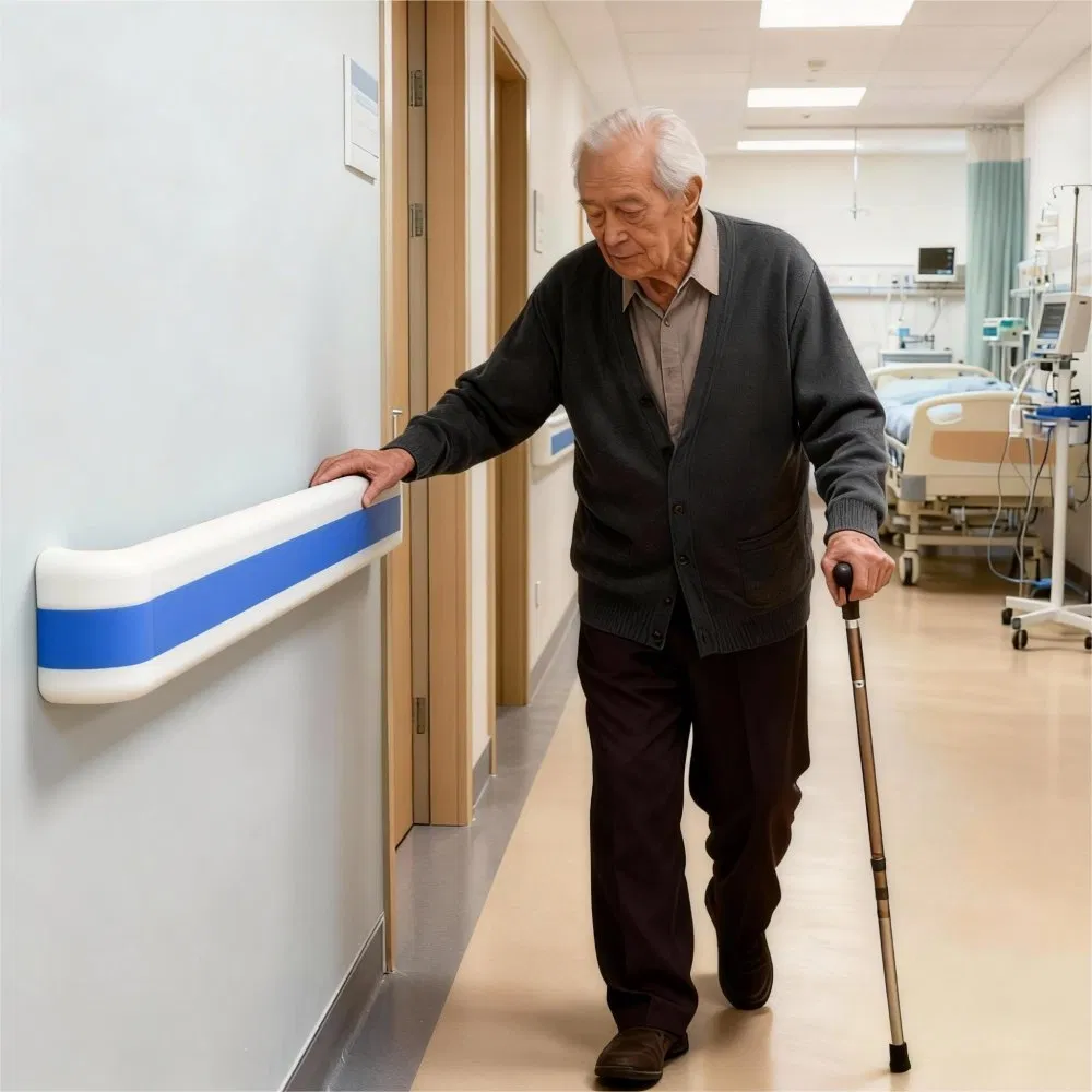 Hospital Handrail Mounted on Wall for Medical Facility Hallway and Corridor