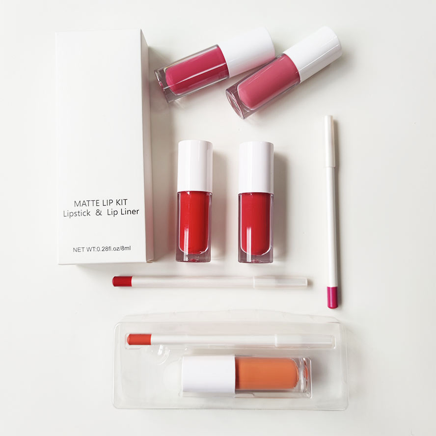 Wholesale Matte Liquid Lipstick Set with Lip Liner Makeup Gift Custom Waterproof Lip Gloss Lip Kit Sets