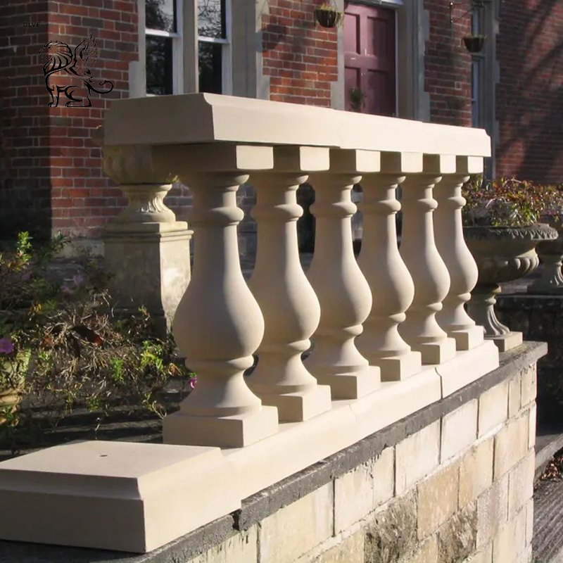 Factory Custom Outdoor French Villa Balcony Railing Design White Marble Roman Balusters Handrail