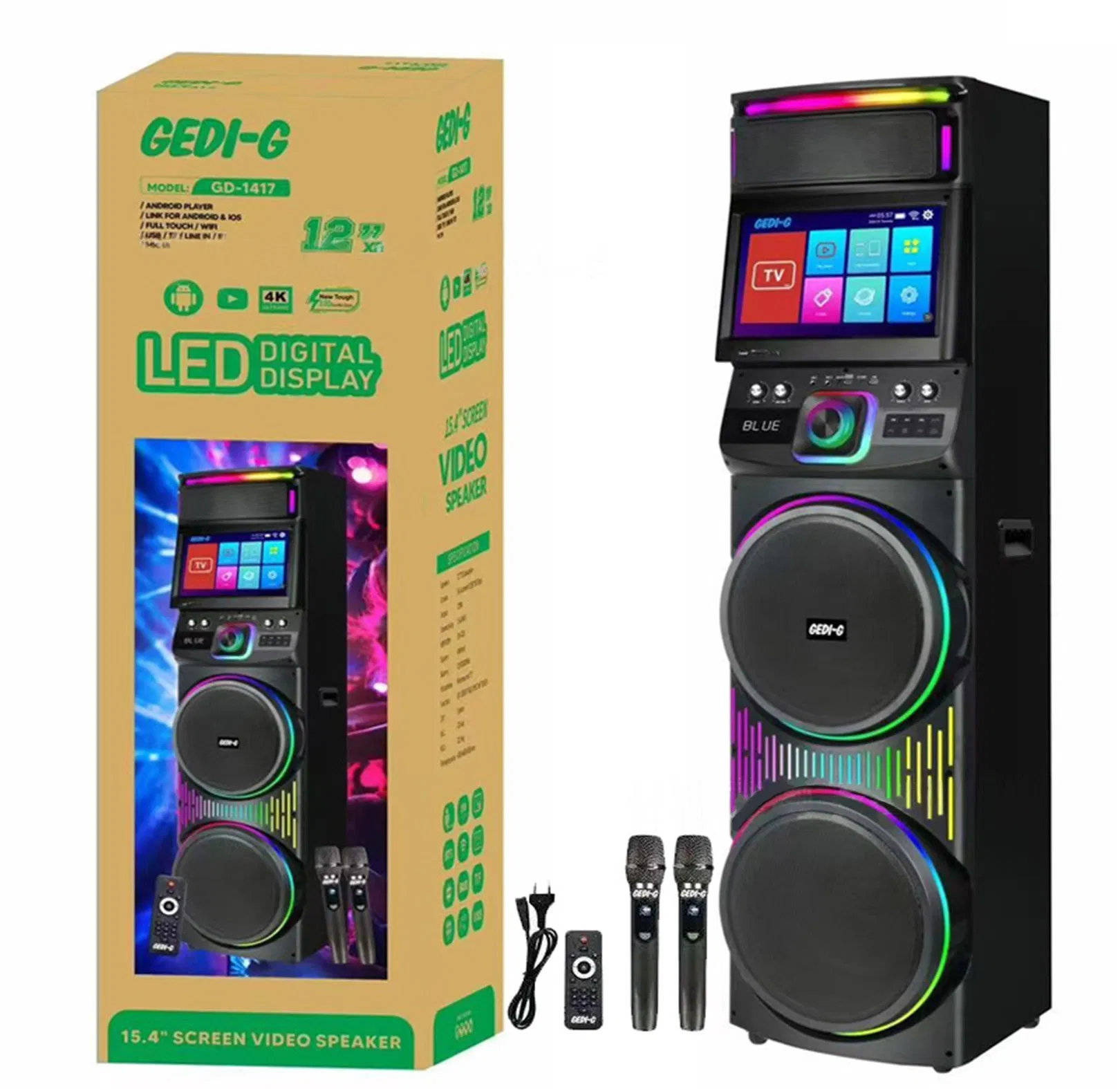 Караоке-система с экраном 15.4 дюйма, Android, 120Вт