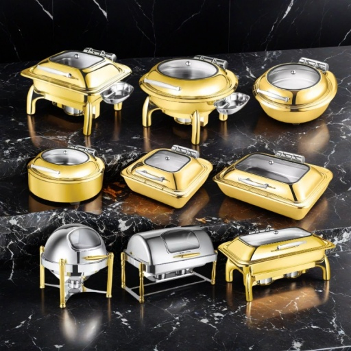 Commercial Decorative Small Best Rated Price 5qt Mini Inexpensive Glass Roll Top Standard Size Rose Silver Gold Buffet Gold Round Warming Chafing Dish for Sale