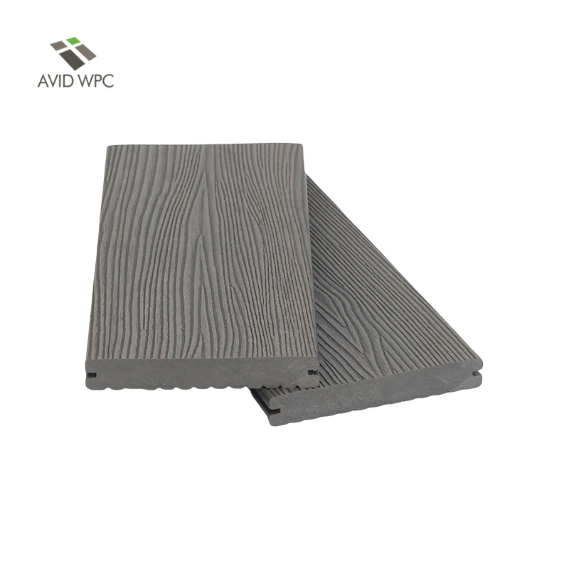 Outdoor Wood Plastic Composite Solid Flooring 3D Embossed WPC Decking