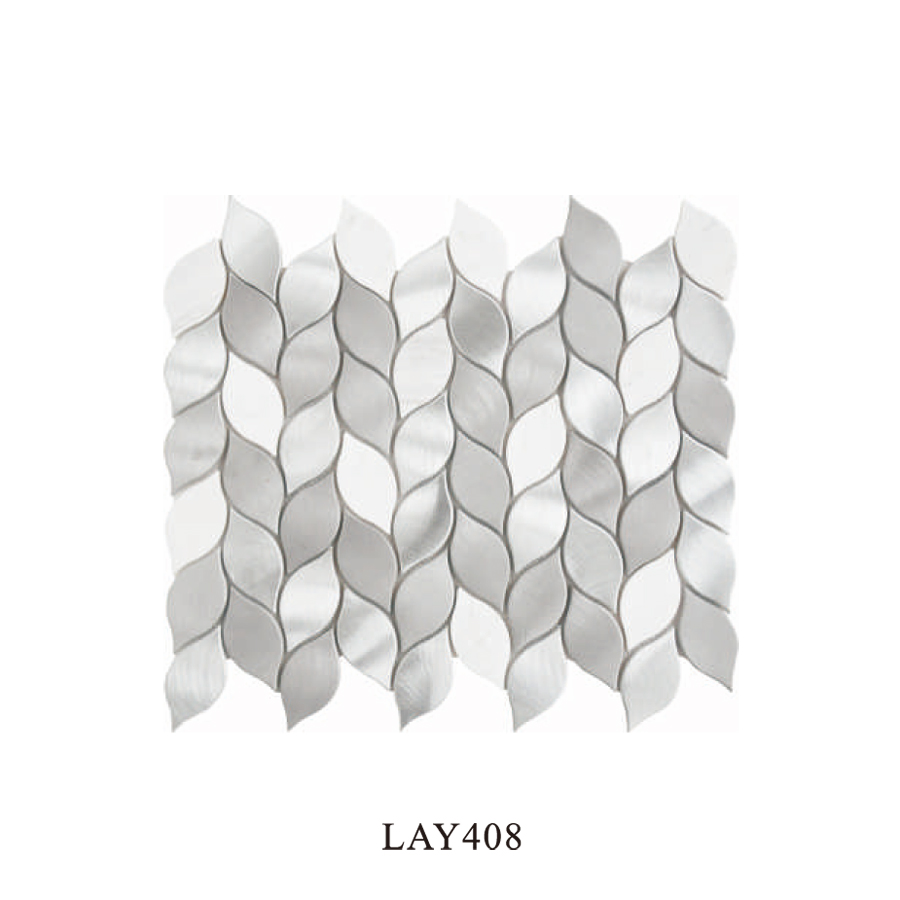 Мозаика из белого мрамора Каррара в форме листа