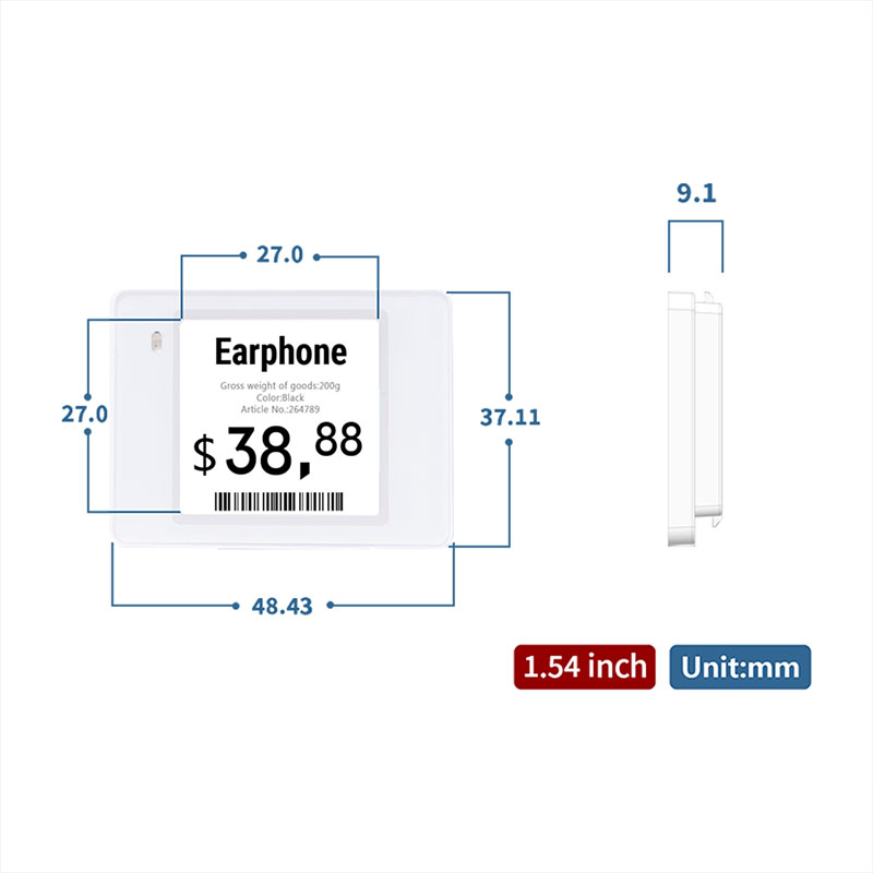 1.54 Inch Wireless Electronic Price Tag ESL for Supermarket and Retail Store