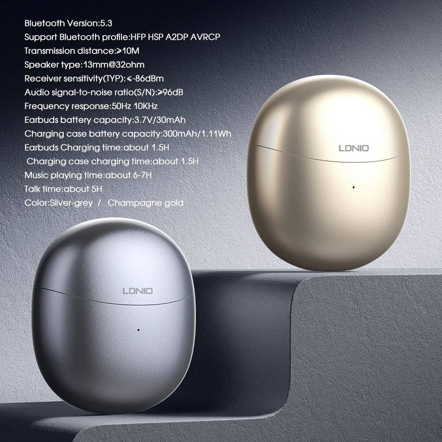 High-Performance Ldnio T10 Bluetooth Earphones with 300mAh Case