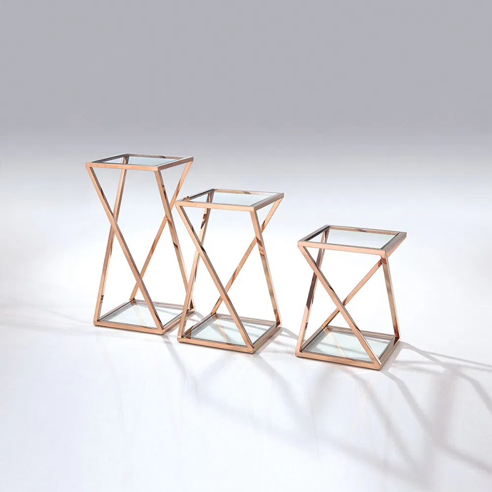 Simple Sunlink Standard Export Package Glass End Table Metal Flower Stand