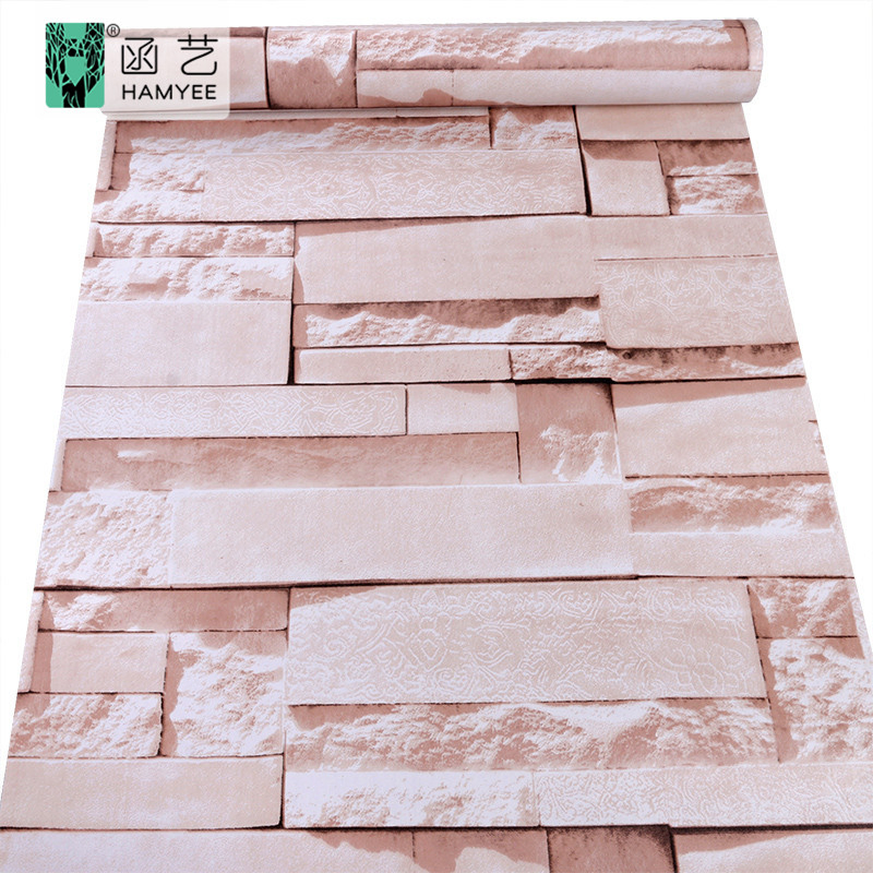 Factory Supply Cheap Stone Wall Paper Rolls 3D Brick PVC Self Adhesive Wallpaper
