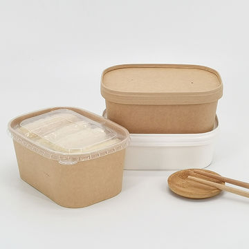 Disposable Rectangle Kraft Paper Food Container Lunch Box with Lid
