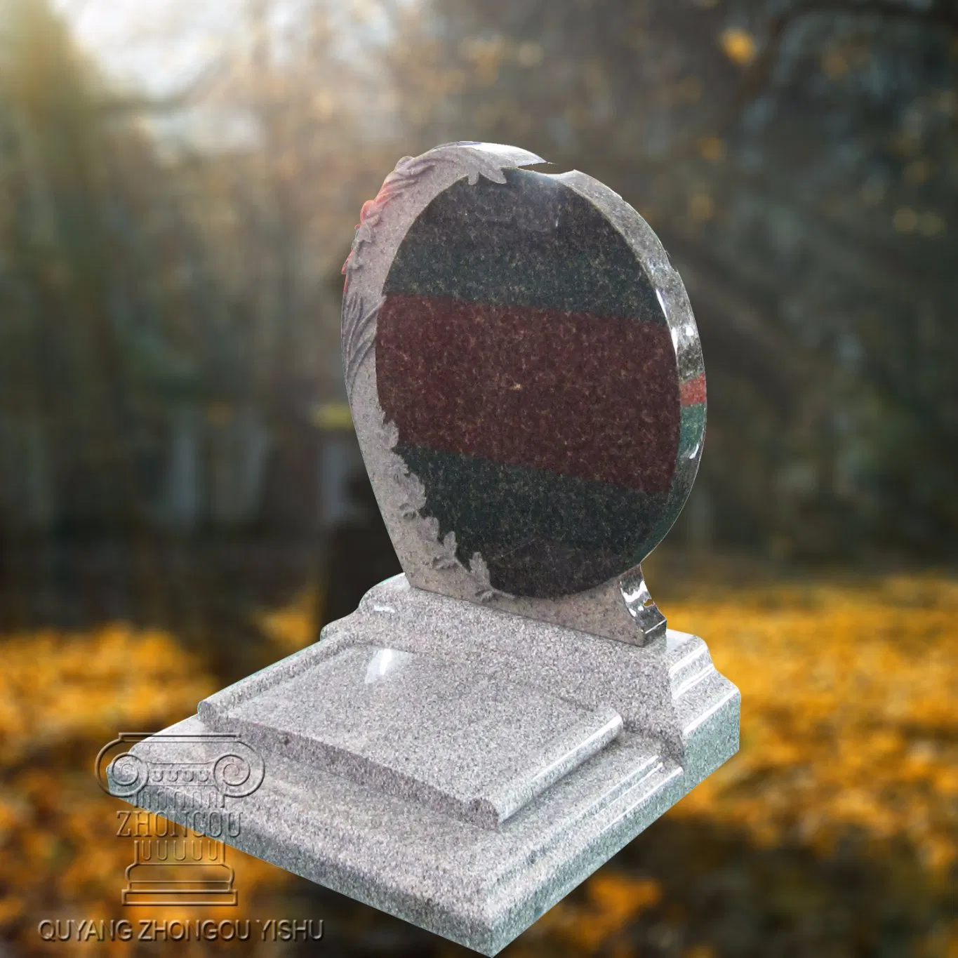 Quyang China Black Granite Gravestone Tombstone Monument Dz-267 Zhongou HS Code: 6802939000